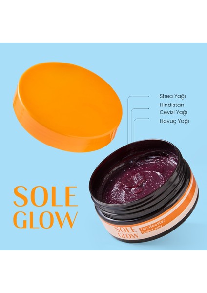 Sole Glow Tan Booster Tinded Jelly, Yoğun Bronzlaştırıcı SPF'siz Renkli Güneş Jeli, 150ml, Paraben İçermez