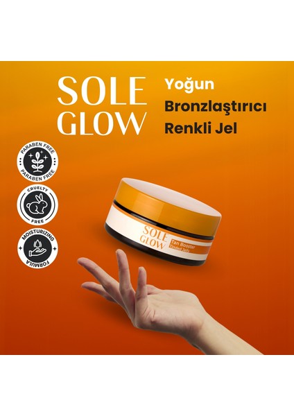 Sole Glow Tan Booster Tinded Jelly, Yoğun Bronzlaştırıcı SPF'siz Renkli Güneş Jeli, 150ml, Paraben İçermez