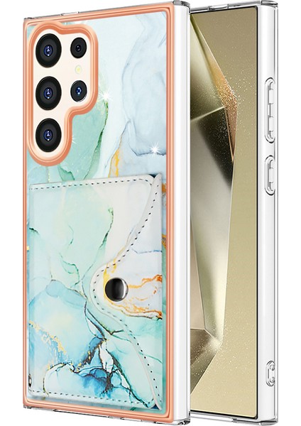 Samsung Galaxy S24 Ultra Kickstand Kart Yuvası Pu + Tpu Telefon Kapağı (Yurt Dışından)