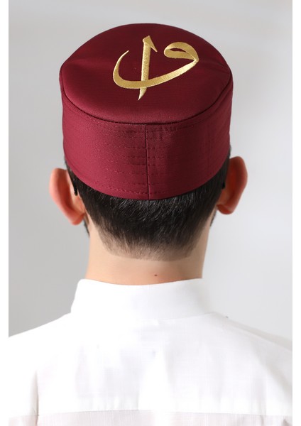 Bordo Kapitone Elif Vav Nakışlı Kalıp Namaz Takkesi fiyatları