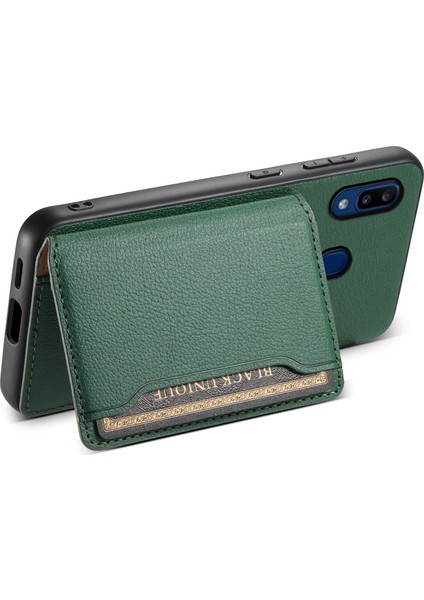 Samsung Galaxy A20 / A30 Kickstand Kılıf Kart Yuvalı Tpu+Pc+Pu Telefon Kapağı (Yurt Dışından) modelleri