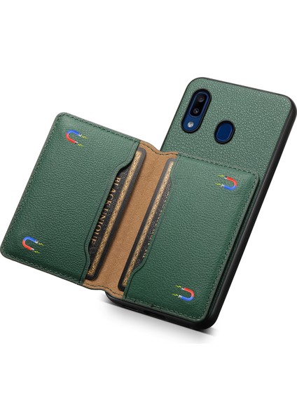 Samsung Galaxy A20 / A30 Kickstand Kılıf Kart Yuvalı Tpu+Pc+Pu Telefon Kapağı (Yurt Dışından) fırsatları