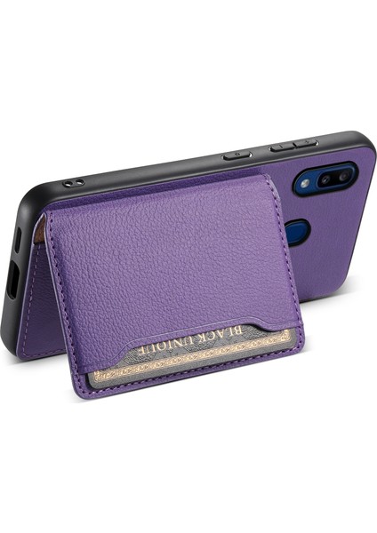 Samsung Galaxy A20 / A30 Kickstand Kılıf Kart Yuvalı Tpu+Pc+Pu Telefon Kapağı (Yurt Dışından)