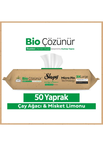 Easy Clean Bio Çözünür Çay Ağacı ve Misket Limonu Yüzey Temizlik Havlusu 50 Yaprak