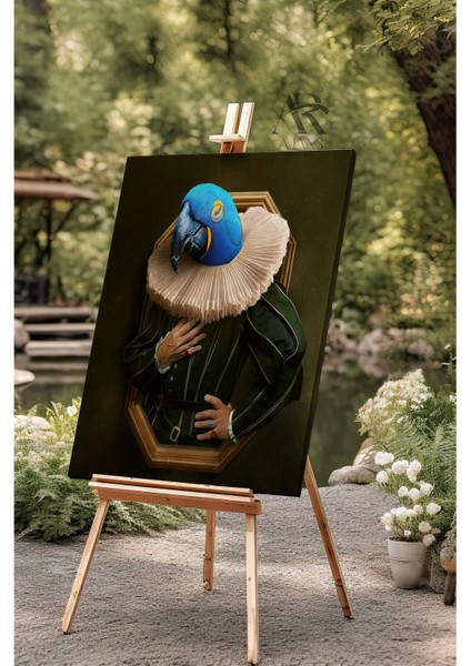 Gözlüklü Papagan Insan Figürlü Kanvas Tablo fiyatları