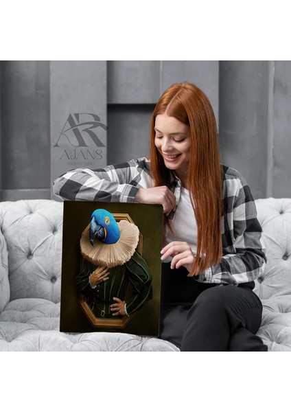 Gözlüklü Papagan Insan Figürlü Kanvas Tablo modelleri