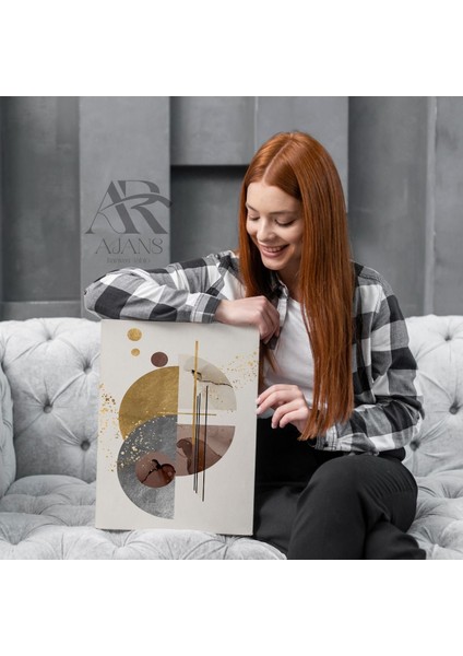 Yarım Daireler Soyut Kanvas Tablo