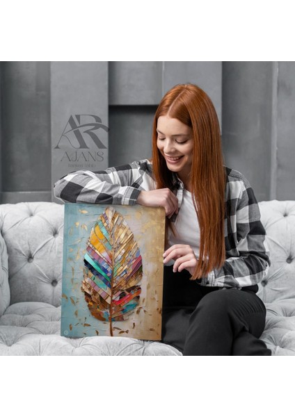 Renkli Dal Yapragı Yaglı Boya Görünümlü Kanvas Tablo modelleri