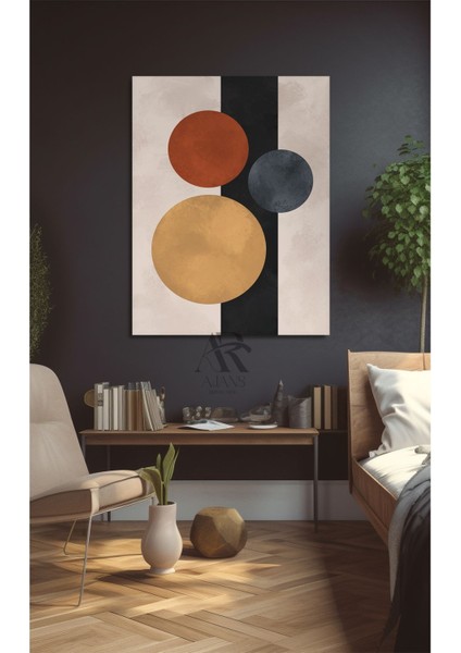 Siyah-Kırmızı-Turuncu Daire Kanvas Tablo
