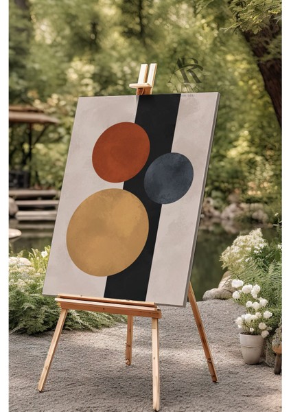 Siyah-Kırmızı-Turuncu Daire Kanvas Tablo fiyatları