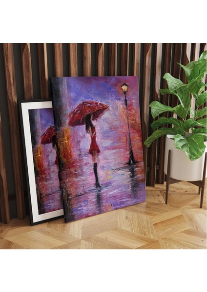 Yağlı Boya Görünümlü Şemsiyeli Kadın Kanvas Tablo fiyatları