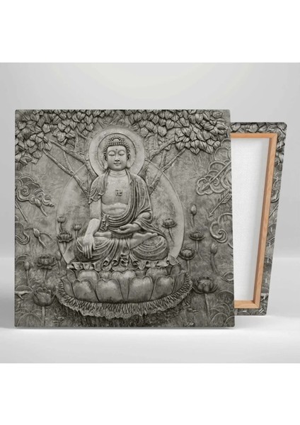 Buda Heykeli Meditasyon Yoga Yaşam Ağacı Kanvas Tablo