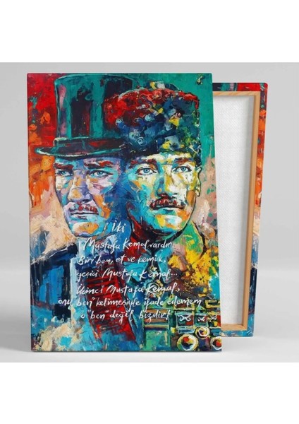 Yağlı Boya Efektli Mustafa Kemal Atatürk Portre Karizma Kanvas Tablo fiyatları