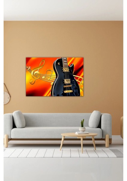 Dijital Baskılı Dekoratif Tasarım Gitar Iş-Meslek Temalı Lüks Ahşap Kanvas Tablo