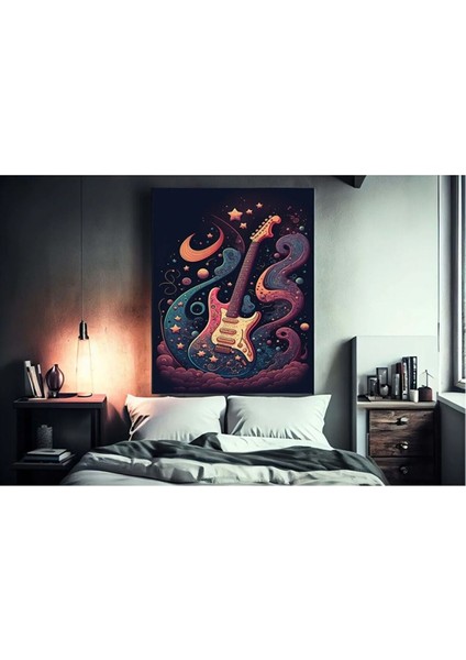 Mor Gitar Tablosu Gençler Için Kanvas Tablo