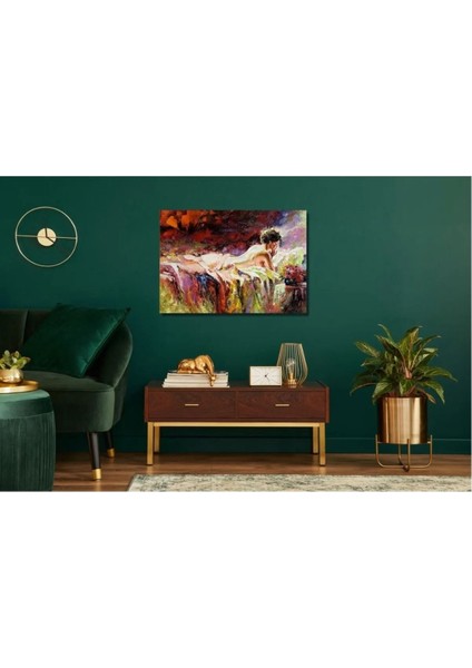 Yağlı Boya Görünümlü Nü Kadın Kanvas Tablo