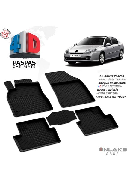 Renault Laguna 3 - 4d Havuzlu Paspas 2007-2015 Arası