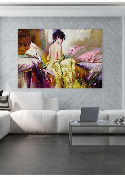 Nü Kadın Yağlı Boya Dokulu Kanvas Tablo