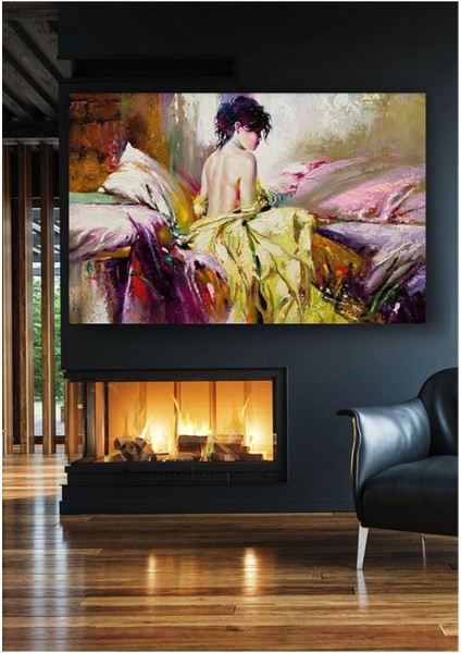 Nü Kadın Yağlı Boya Dokulu Kanvas Tablo fiyatları