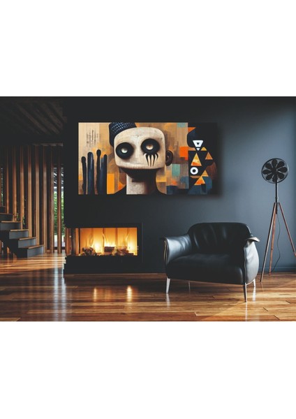 Sürrüealist Tasarım Renklerin Karmaşası Yüz Ifadesi Kanvas Tablo