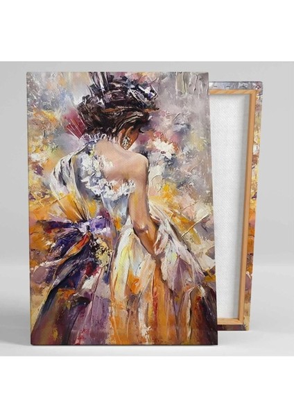 Sırtı Dönük Elbiseli Kadın Renkli Art Woman Kanvas Tablo fiyatları