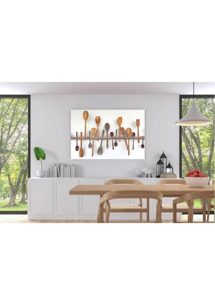 Mutfak Için Tahta Kaşıklar Tablosu Kanvas Tablo