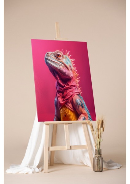 Renkli Bukalemun Dekorasyon Kanvas Tablo