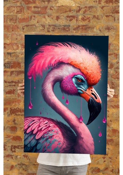 Renkli Flamingo Sanatsal Kanvas Tablo