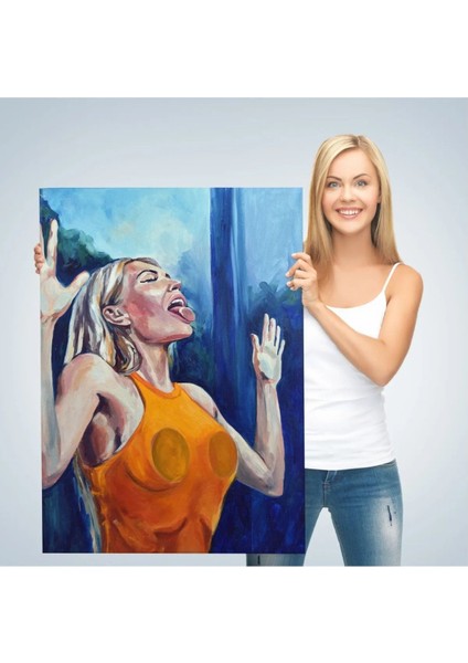 Camı Yalayan Kadın Kanvas Tablosu fiyatları