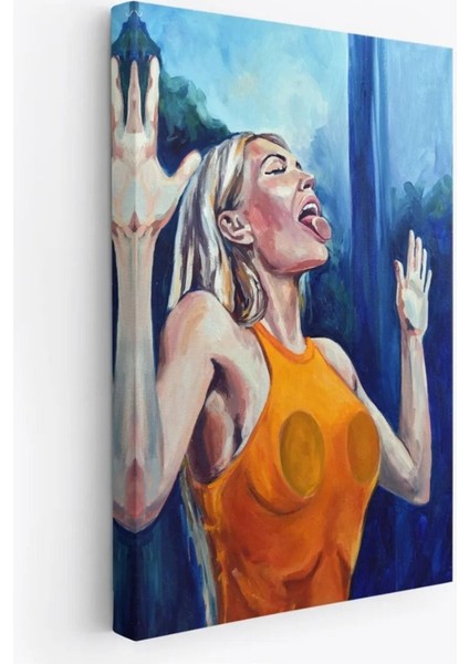 Camı Yalayan Kadın Kanvas Tablosu modelleri