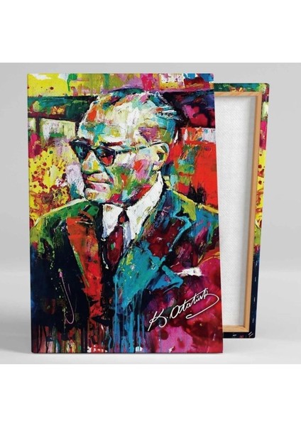 Yağlı Boya Efektli Mustafa Kemal Atatürk Portresi Karizma Gözlük Soyut Kanvas Tablo fiyatları