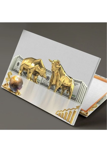 Altın Boğa ve Ayı Borsa Ekonomi Finans Dolar Altın Dünya Gold Lüks Dekor Kanvas Tablo fiyatları