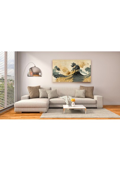 Vintage Dalgalar Kanvas Tablo