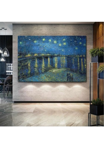Van Gogh Yıldızlı Gece Yıldızların Yansıması Doğa Manzara Kanvas Tablo