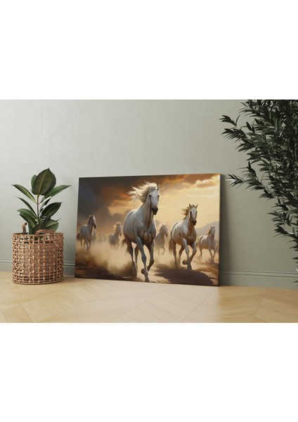 Asil Beyaz Atlar Dekoratif Kanvas Tablo fiyatları