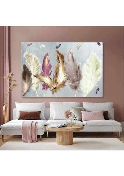 Pastel Tonlarda Kuş Tüyü Hayvan Dekor Kanvas Tablo