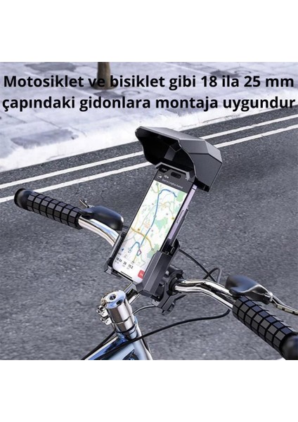 Bisiklet, Motosiklet, Scooter Için Yağmur ve Güneş Korumalı Universal Bisiklet Telefon Tutucu