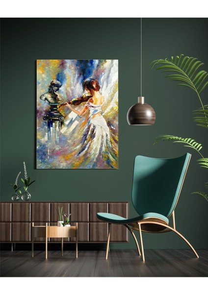 Çello Çalan Kız Yağlı Boya Görünümlü modelleri