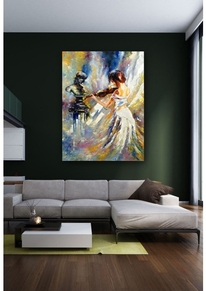 Çello Çalan Kız Yağlı Boya Görünümlü fırsatları