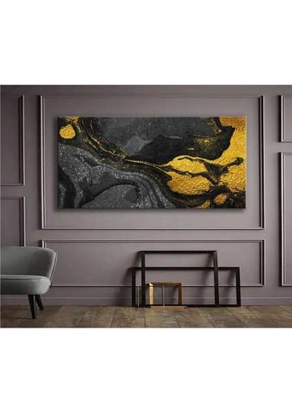 Altın Detaylı Granit Tasarım Kanvas Tablo