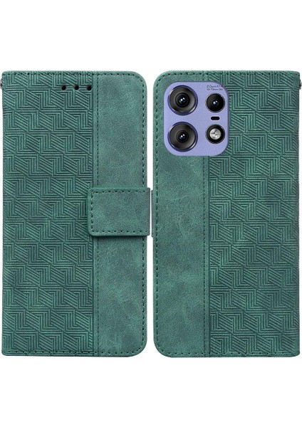 Motorola Moto Kenar 50 Pro Premium Pu Deri Geometrik Kapak Için Flip Case (Yurt Dışından)