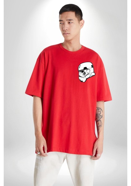 Star Wars My First Trip To Kırmızı Oversize Kadın Erkek Ön ve Sırt Baskılı T-Shirt