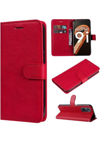 Kart Yuvası ile REALME9I Için Flip Case Yüksek Kalite Deri Klasik Katı (Yurt Dışından)