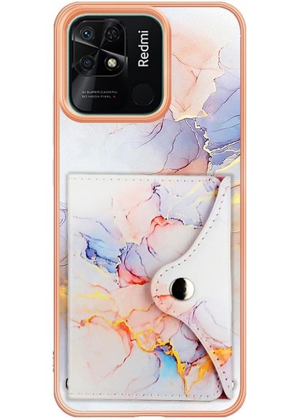 Xiaomi Redmi 10C Kart Yuvaları Mermer Ince Cüzdan Yumuşak Tpu Tampon (Yurt Dışından)