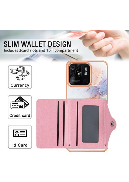 Xiaomi Redmi 10C Kart Yuvaları Mermer Ince Cüzdan Yumuşak Tpu Tampon (Yurt Dışından)