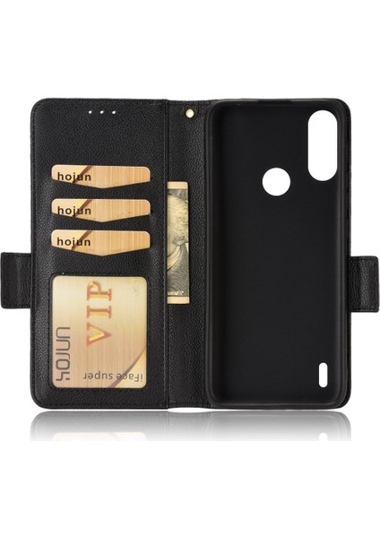 Motorola Moto E7 Güç Cüzdan Pu Deri Yan Toka Manyetik (Yurt Dışından)