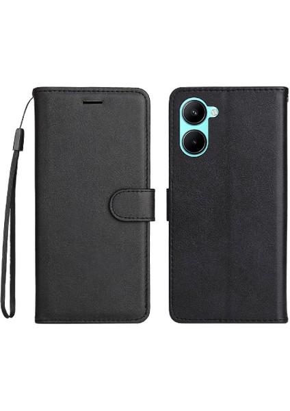 Kart Yuvası Klasik Katı ile Realme C33 Yüksek Kaliteli Deri Için Flip Case (Yurt Dışından)