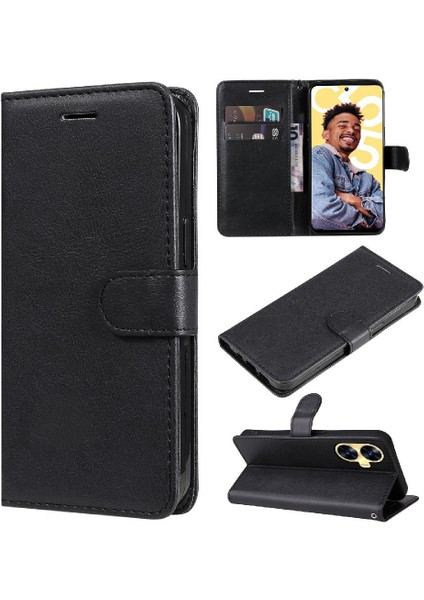 Realme C55 4g Yüksek Kalite Deri Klasik Düz Renk Için Flip Case (Yurt Dışından)
