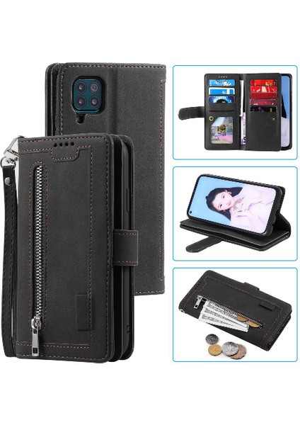 Samsung Galaxy A12 5g Pu Deri Cüzdan 9 Kart Yuvaları Için Flip Case (Yurt Dışından)
