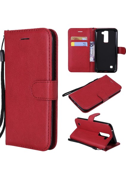 Lg K7 Için Flip Case/k8 Klasik Düz Renk Kart ile Yüksek Kaliteli Deri (Yurt Dışından)